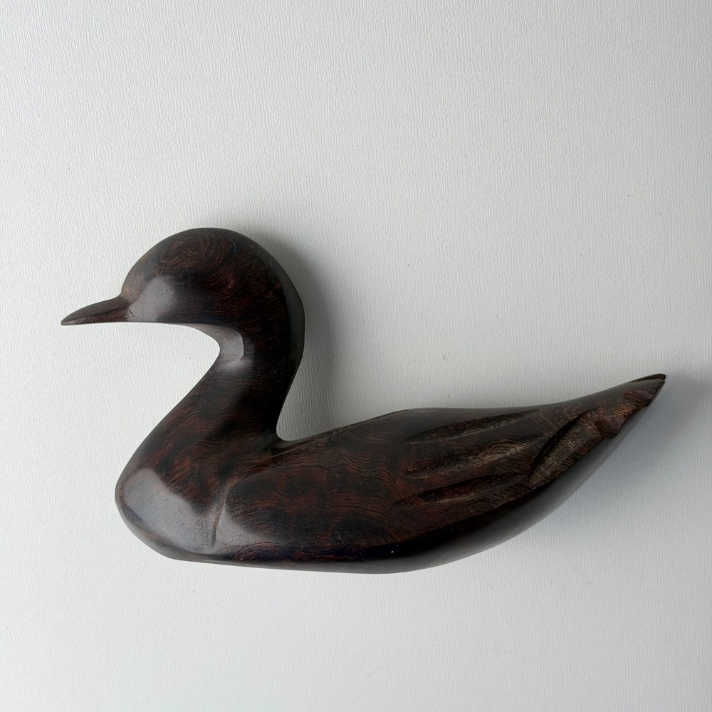 Vintage Hand Carved Ironwood Duck 6" Art Deco Cabin Mid Century Modern